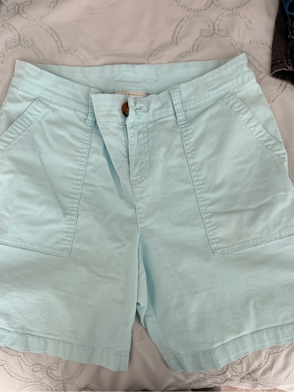 Style & Co. Light Aqua High-Rise Patch Pocket Shorts